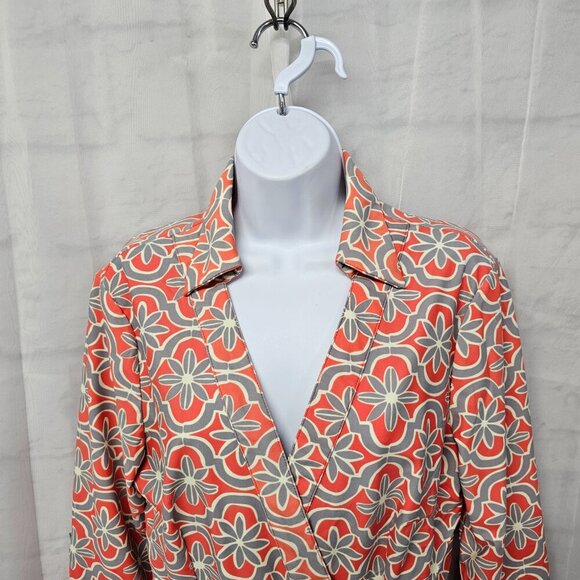 Aryeh Peach Gray Geometric True Wrap Mini Dress Boho Retro M - Picture 2 of 12